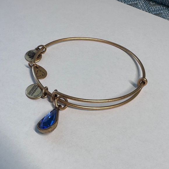 Alex and Ani Gold tone September Blue Birthstone Bangle Bracelet - Picture 4 of 4
